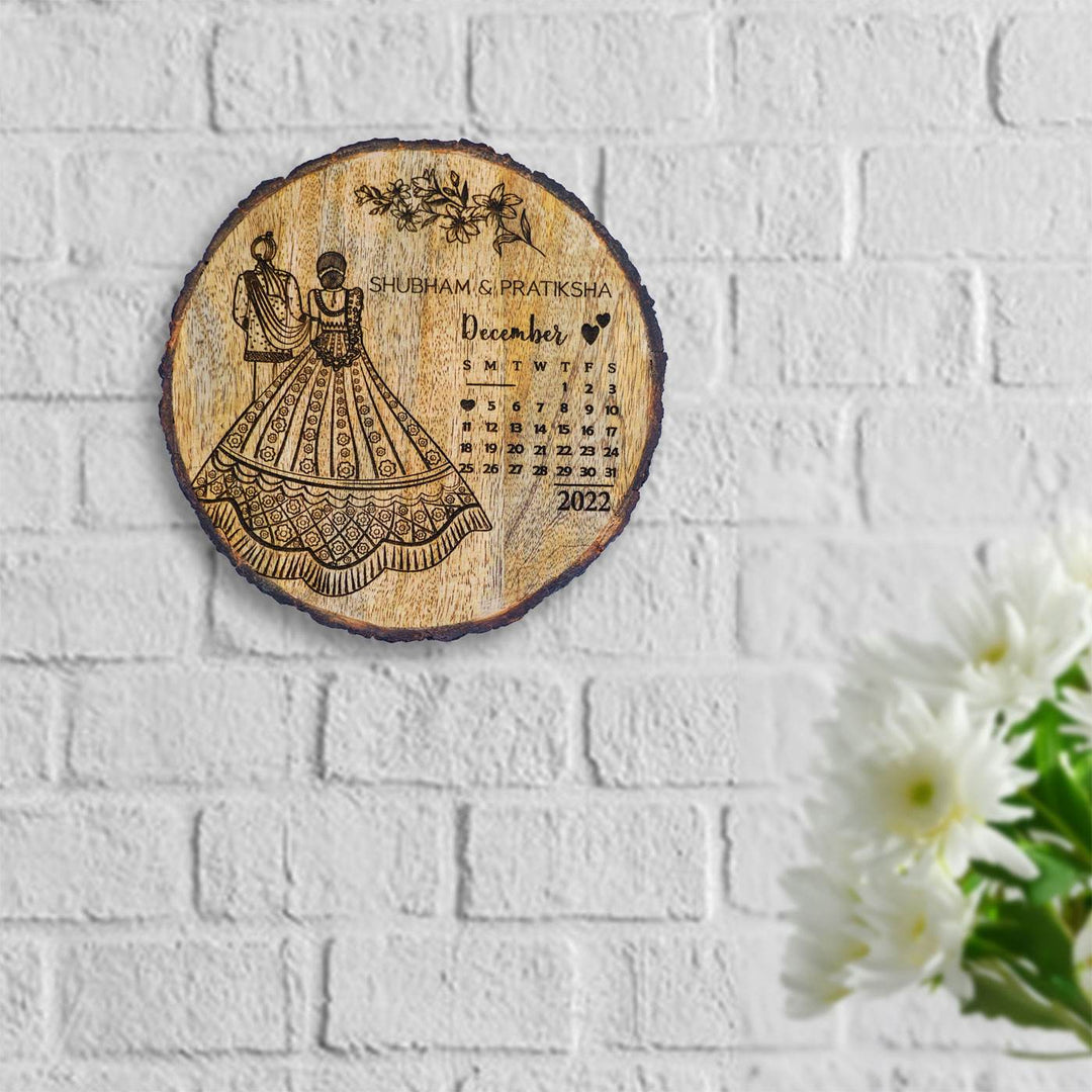 Engraved Wooden Plaque For North Indian Couples | Customized Wedding Gift