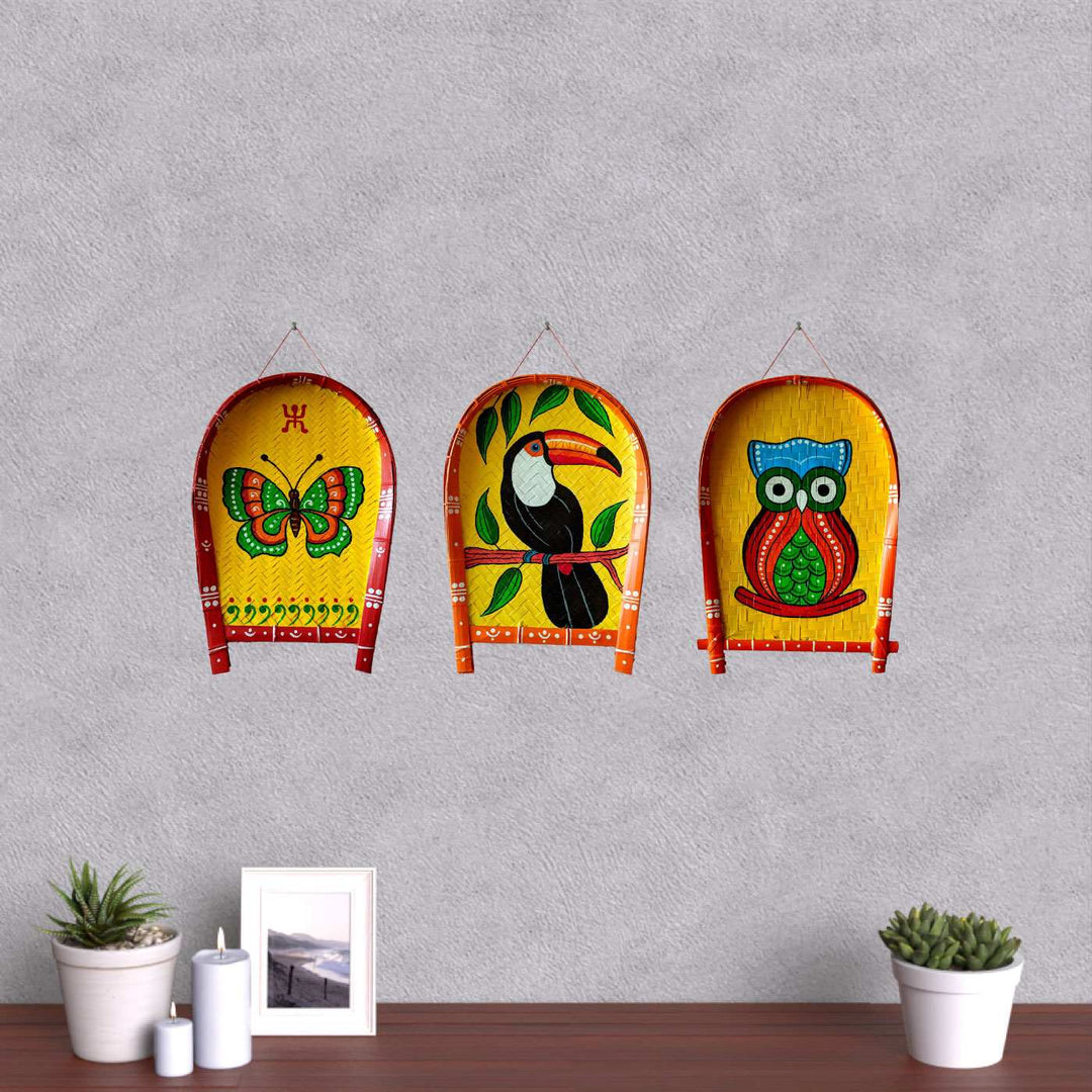 Handpainted Butterfly Kulo Bengali Wedding Themed Bamboo Wall Décor