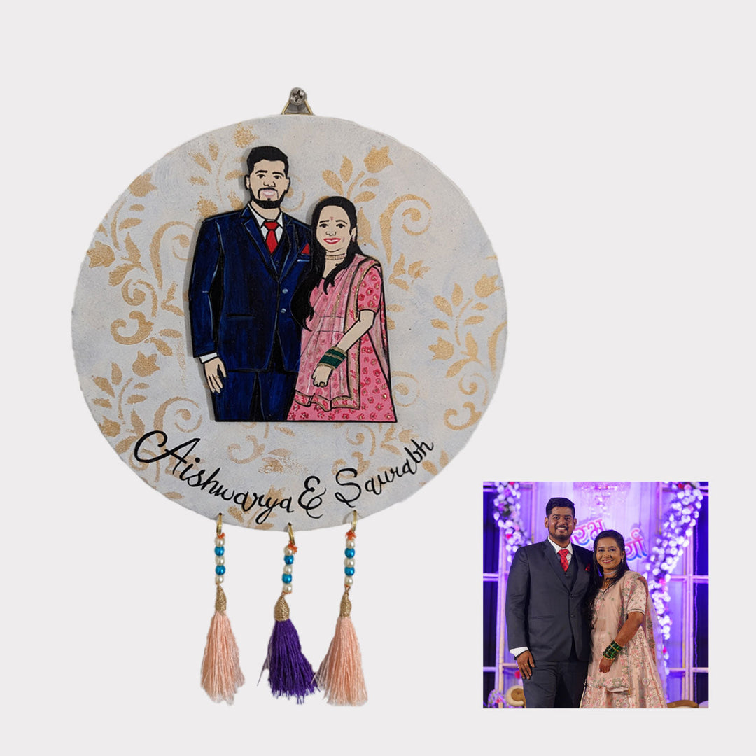 Handcrafted Personalized Caricature Mdf Name Plate 1 - Front View with Name Personalization