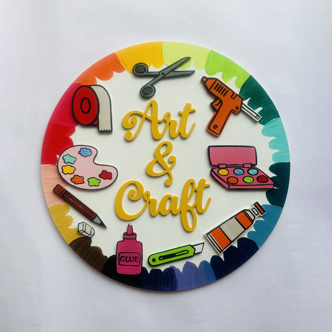 Personalized Kids Fav Subject Mdf Nameplate For Schools Playrooms - Front View on White Background