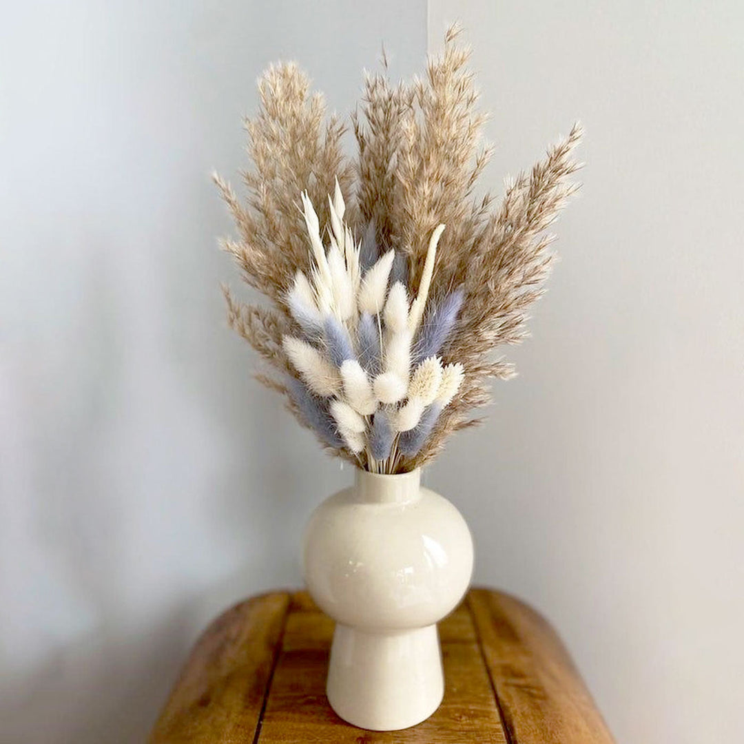 Handcrafted Dried Mushroom Vase With Lilac Flower Decor Bunch