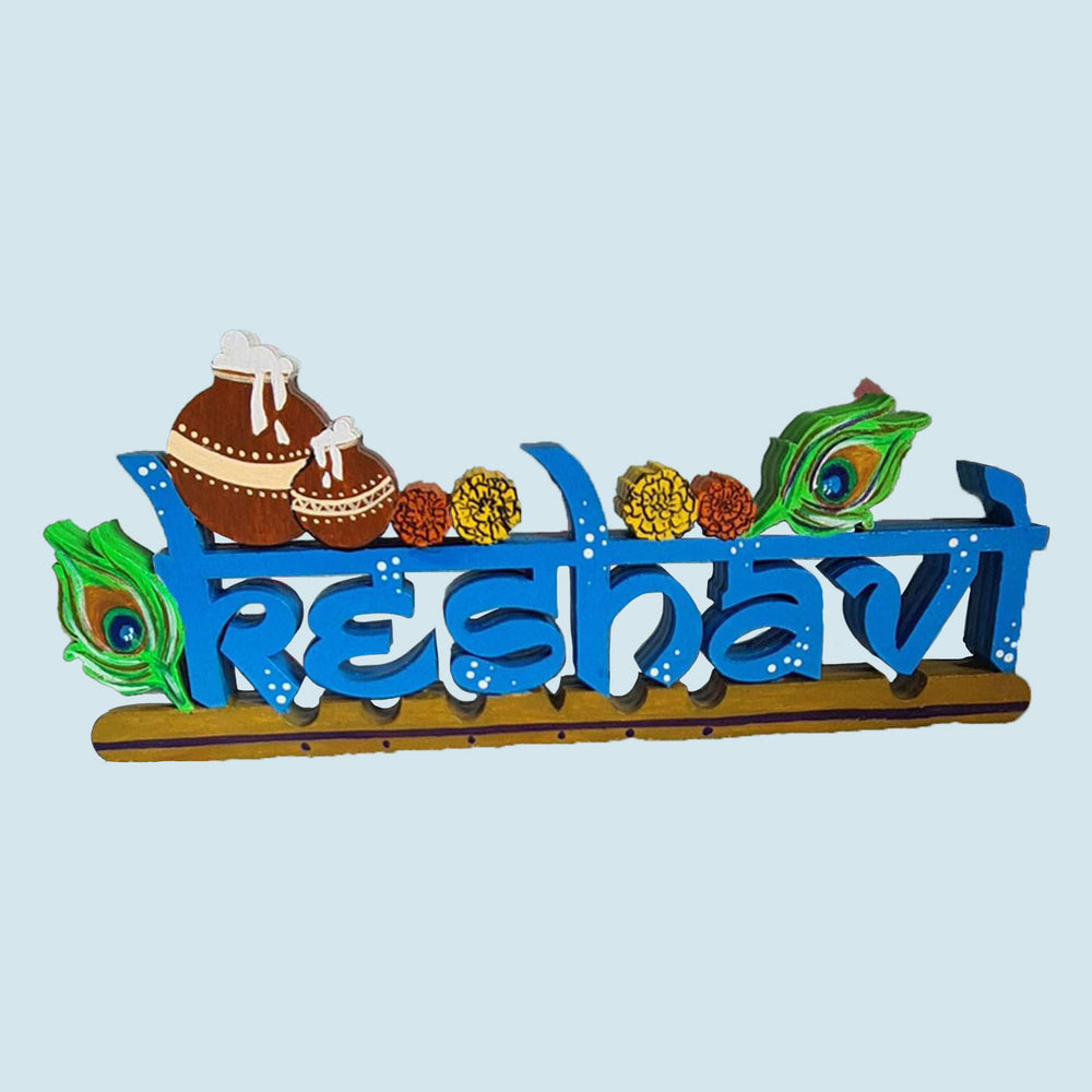 Handcrafted Personalized Beach Themed 3D Name Block For Kids 1 - Front View on Light Background