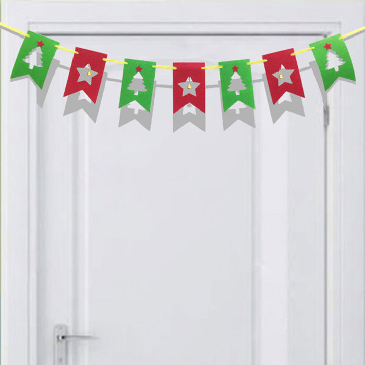 Handmade Tree & Star Felt Garland/ Bunting For Christmas Door Decoration