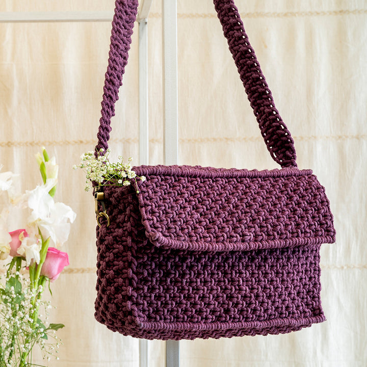 Hand-Knotted Macrame A Boxy Affair Sling Bag