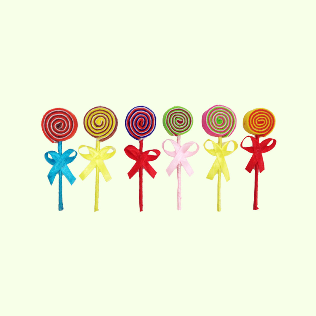 Handmade 3D Colourful Lollipop Felt Ornaments For Christmas Tree Decoration | Set Of 6
