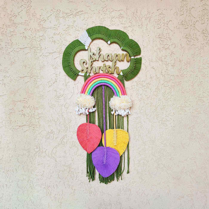 Macrame Cloud Personalized Kids Name Plate - Mounted on Wall with Name Personalization