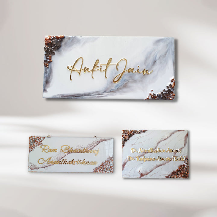 Handcrafted Mdf Resin Personalized Name Plate 1 - Front View and Name Personalization Example