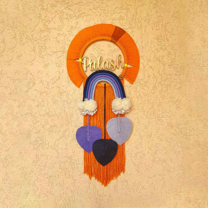 Macrame Cloud Leaf Personalized Kids Name Plate 2 - Mounted on Wall with Personalization