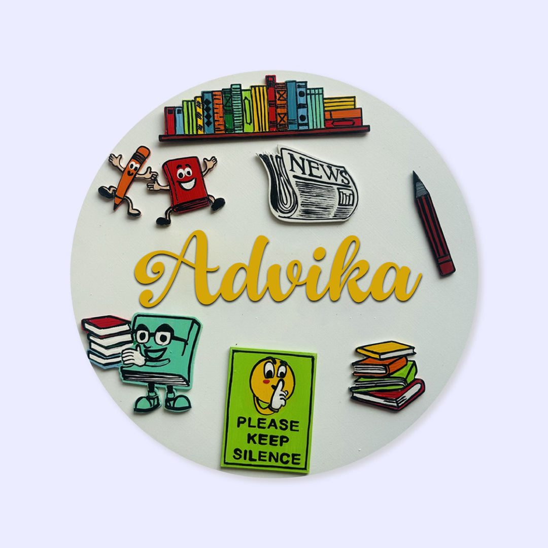 Personalized Kids Fav Subject Mdf Nameplate For Schools Playrooms 1 - Name Personalization Example with Accessories