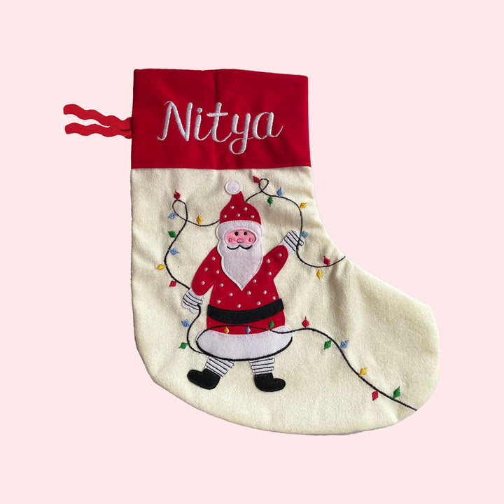 Personalized Embroidered Velvet Stocking For Christmas Decoration