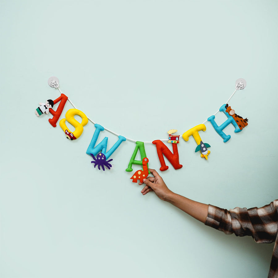Handmade Personalized Felt Jungle Themed Kids Bunting 55 - Fully Hung Decorative Letter Banner