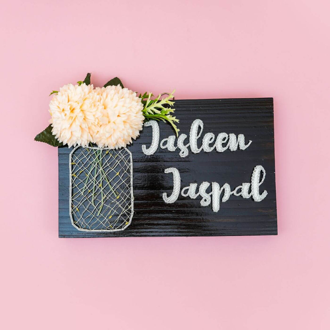 Personalised Acrylic Namplate With Fairy Light String Art - Front View with Name Personalization