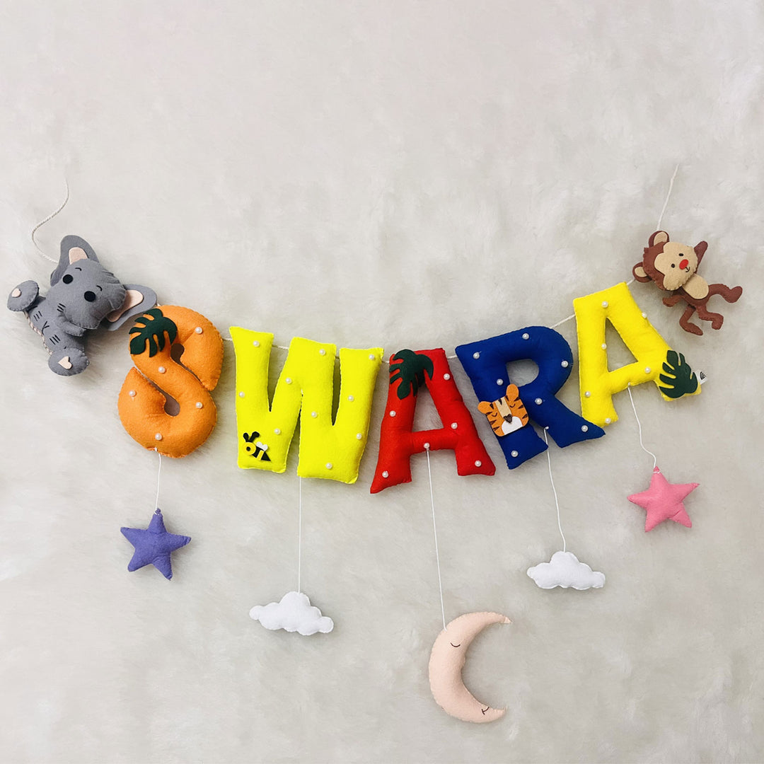 Handcrafted Personalized Ele Monkey Bunting For Kids - Name Personalization Hanging Display