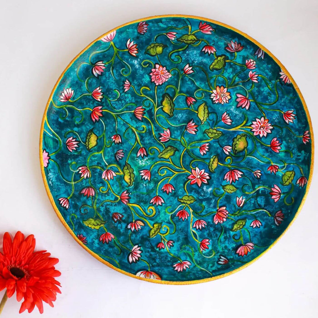 Handpainted Wooden Wall Plate With Rajasthani Artwork