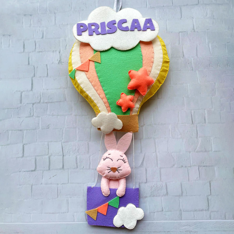 Personalized Felt Parachute Theme Name Plate - Hanging Wall Decoration Front View