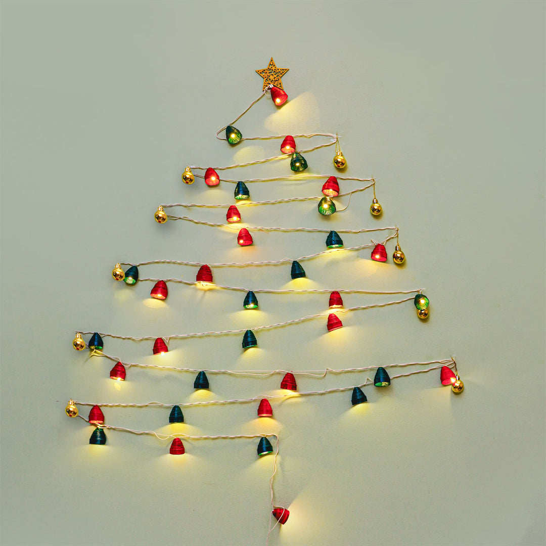 9m, 49 Bulbs | Handmade Upcycled Newspaper LED Fairy Lights For Christmas Decoration