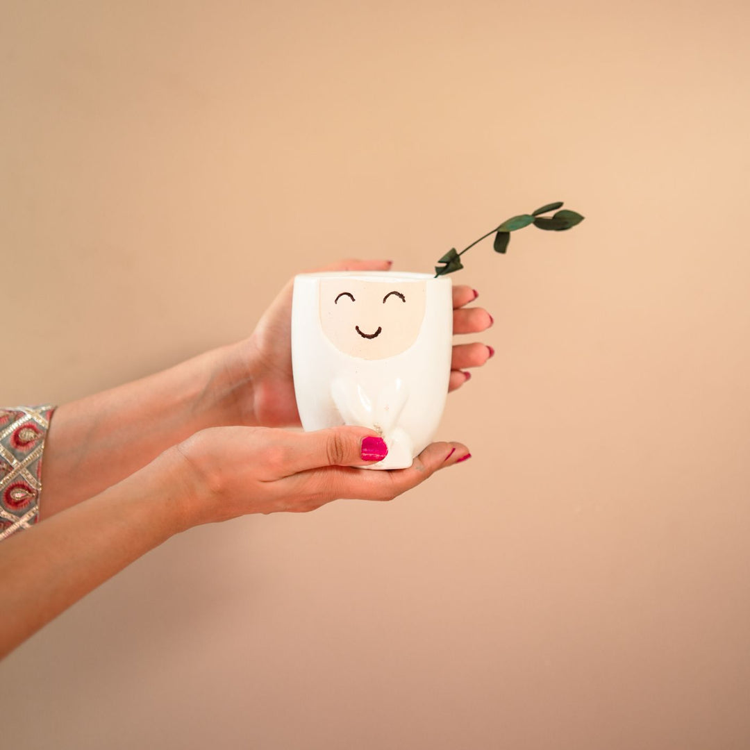 Handcrafted Ceramic Happy Face Planter