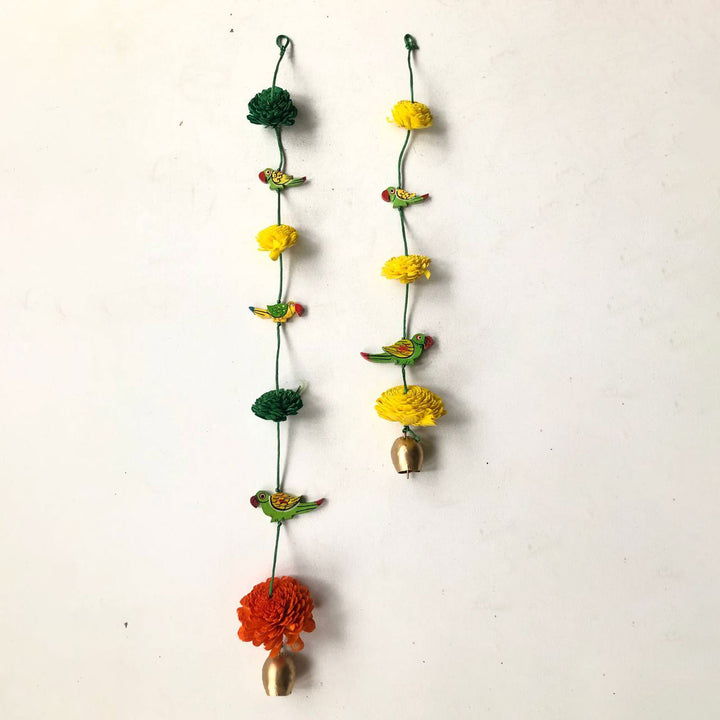 2 Pc | Eco-friendly Festive Parrot Hanging with Shola Wood