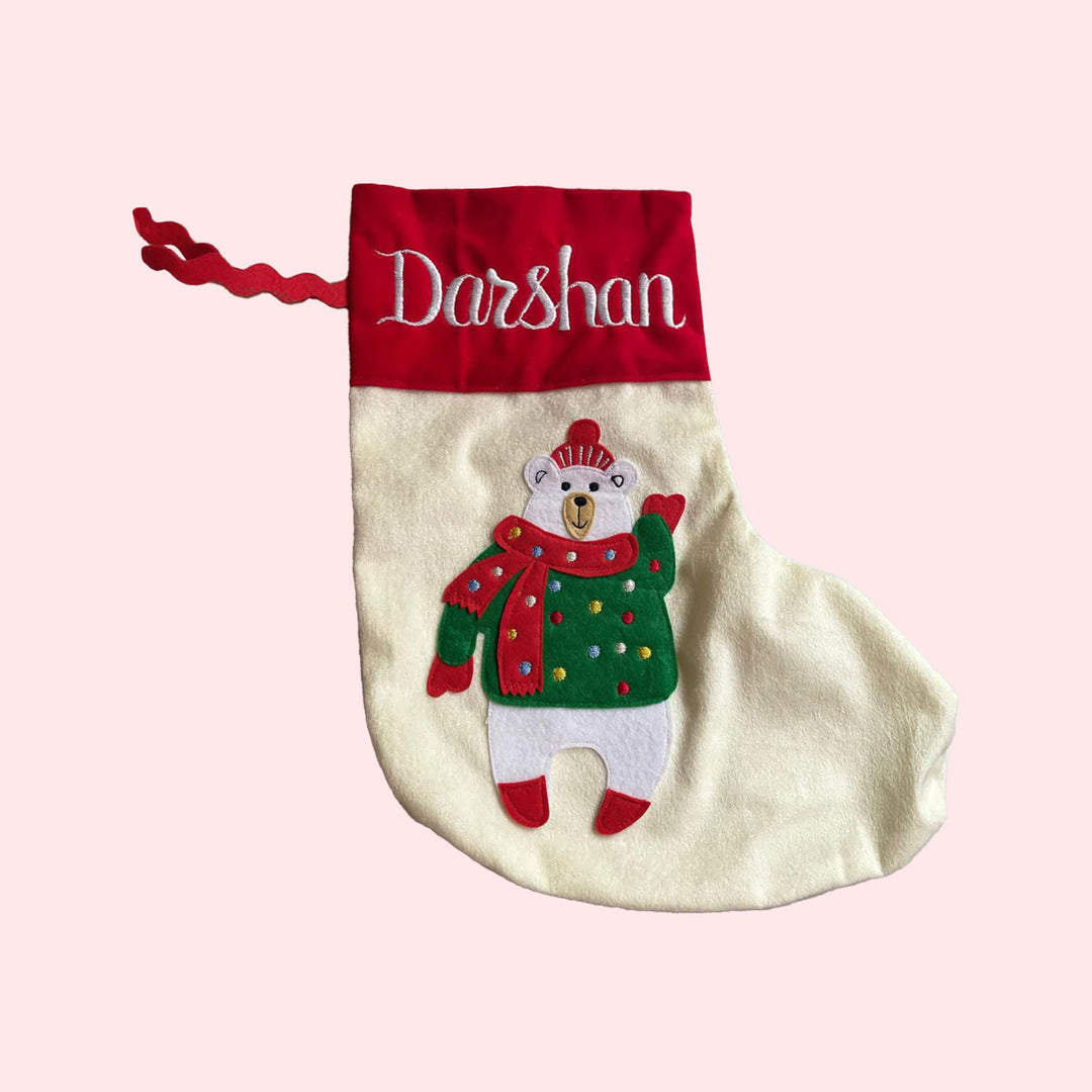 Personalized Embroidered Velvet Stocking For Christmas Decoration