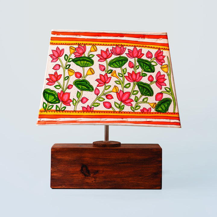 Hand Painted Parchment Leather Tholu Bommalata Lamp