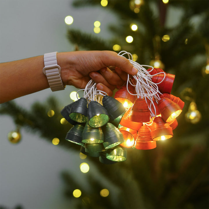 9m, 49 Bulbs | Handmade Upcycled Newspaper LED Fairy Lights For Christmas Decoration