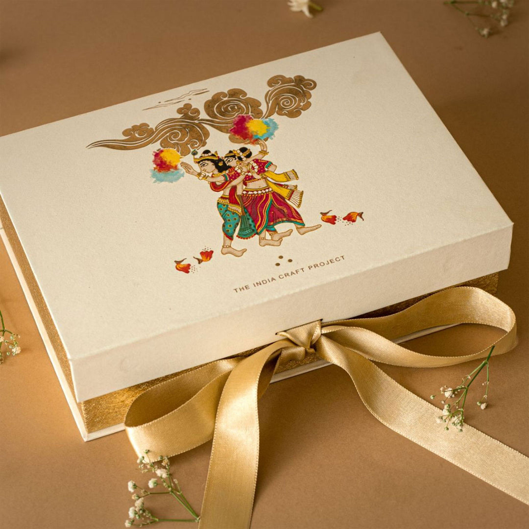 Parv Festive Gift Box with Copper Shot Glasses & Zardozi Coasters