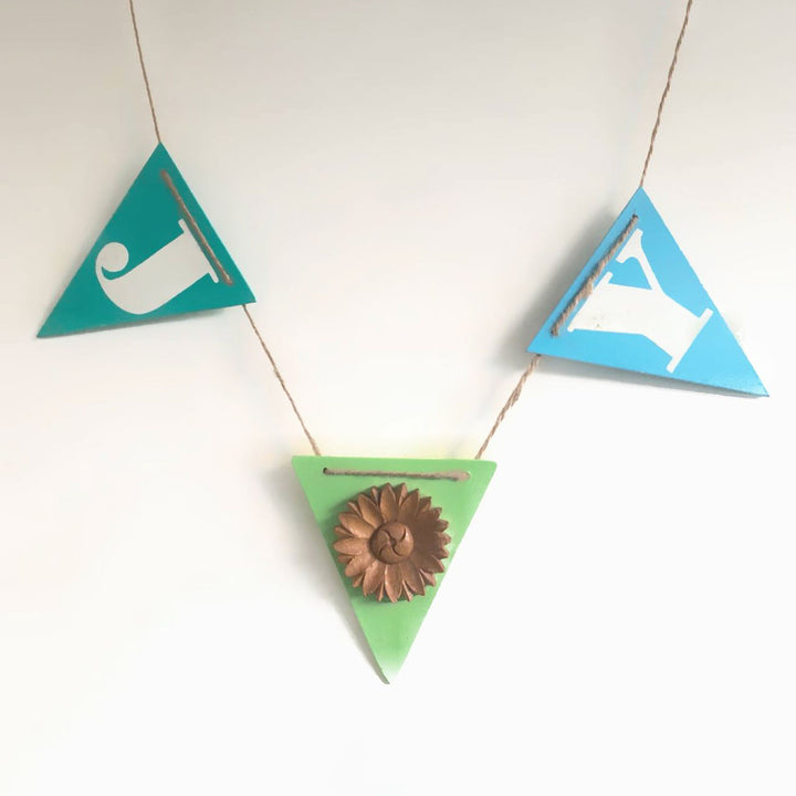 Joy Handcrafted Mdf Bunting - Hanging Wall Banner Front View