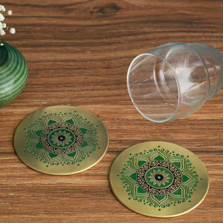 Utsav Handcrafted Brass Coasters I Set of 2