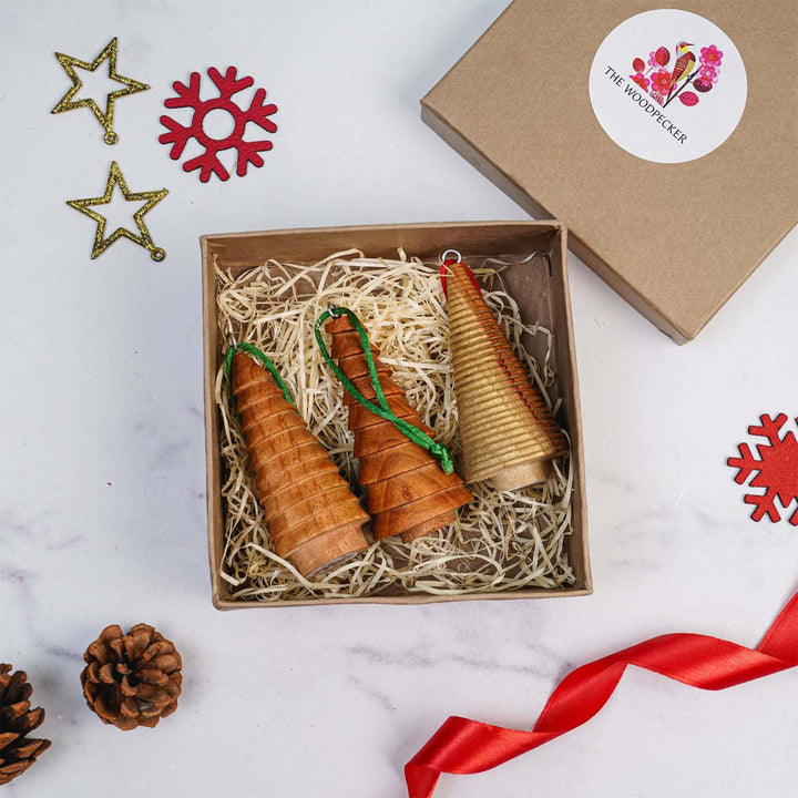 Handmade Minimal Tree Shaped Wooden Ornaments For Christmas Decoration
