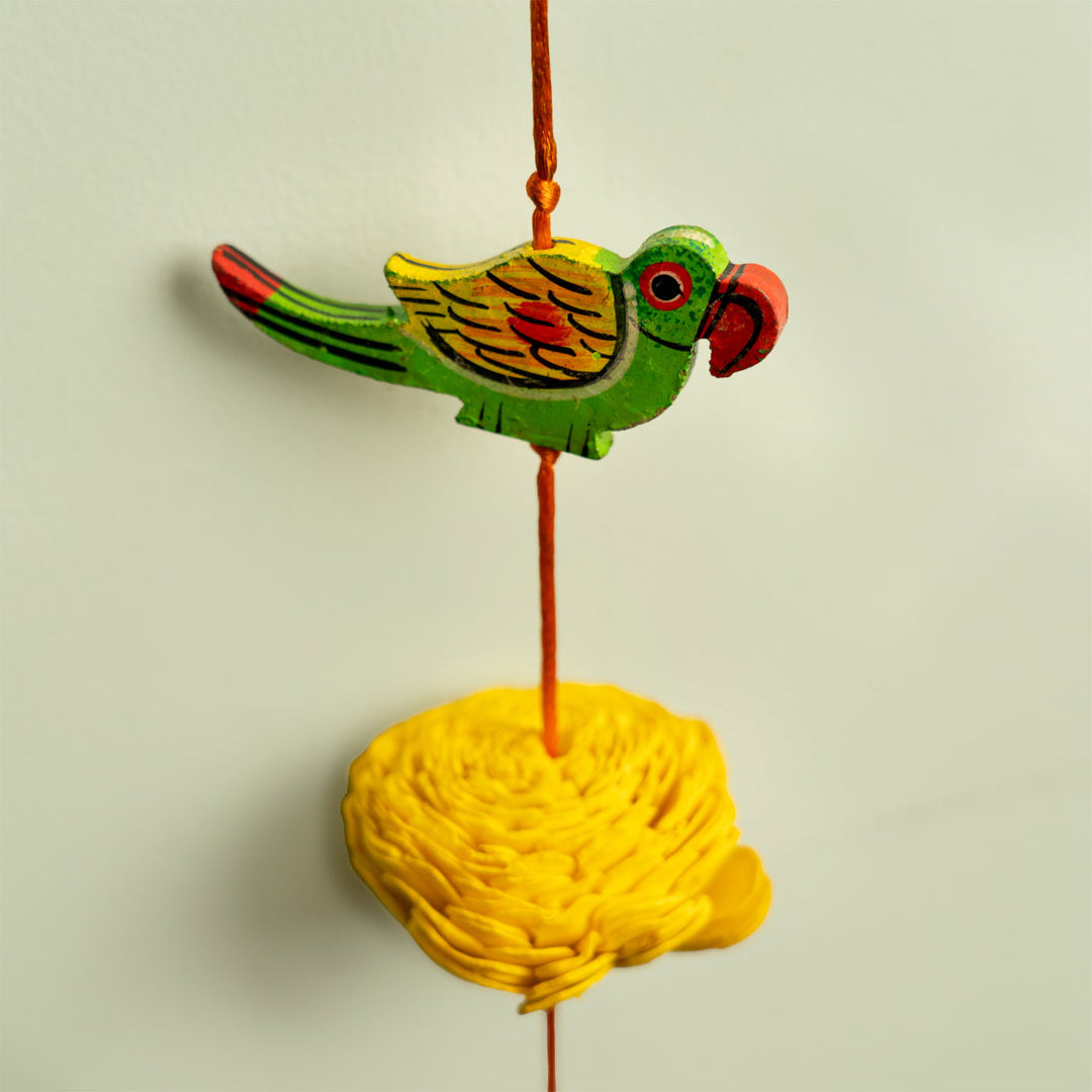 2 Pc | Eco-friendly Festive Parrot Hanging with Shola Wood