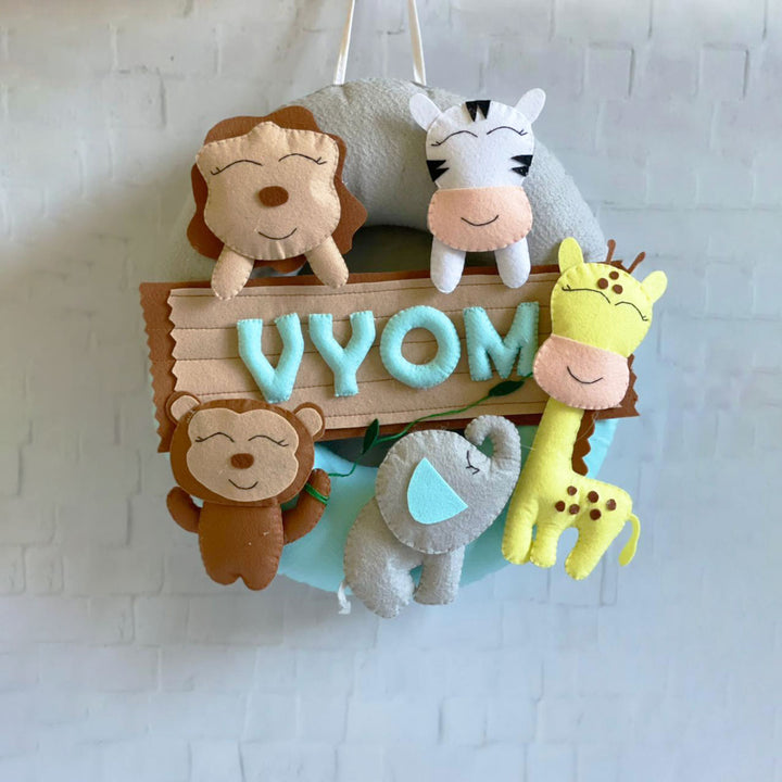 Personalized Felt Jungle Theme Kids Name Plate 3 - Front View with Name Personalization (15)