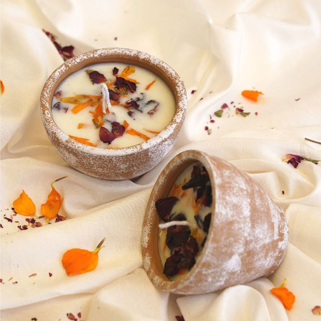 Handmade Gratitude Rose Scented Soy Wax Terracotta Candles For Christmas Decoration