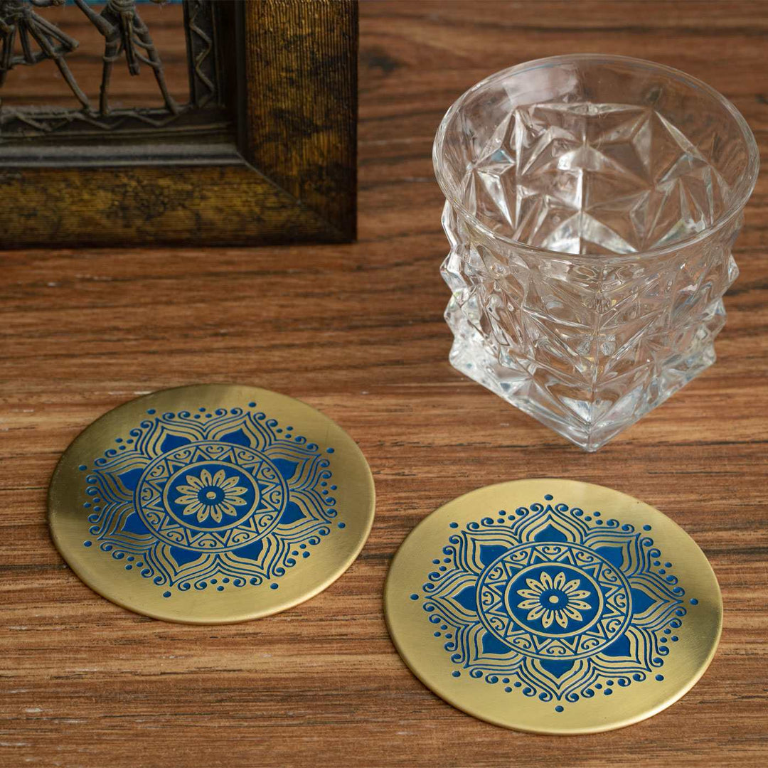 Utsav Handcrafted Brass Coasters I Set of 2