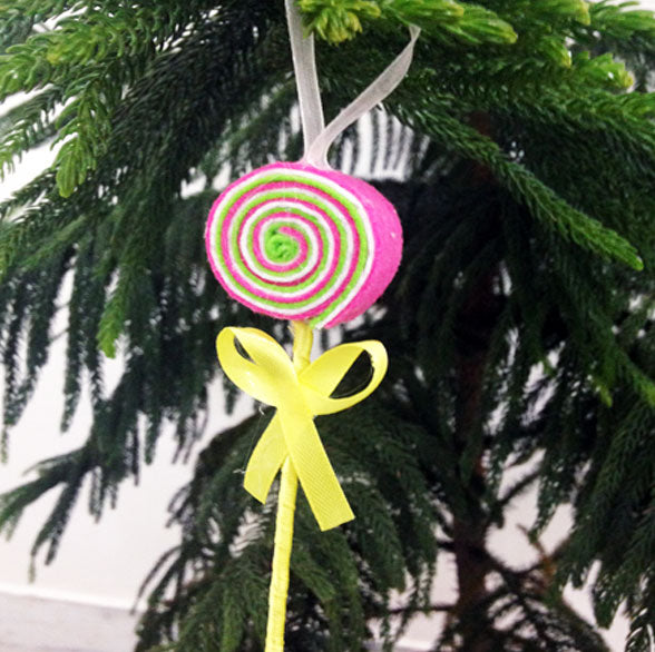 Handmade 3D Colourful Lollipop Felt Ornaments For Christmas Tree Decoration | Set Of 6