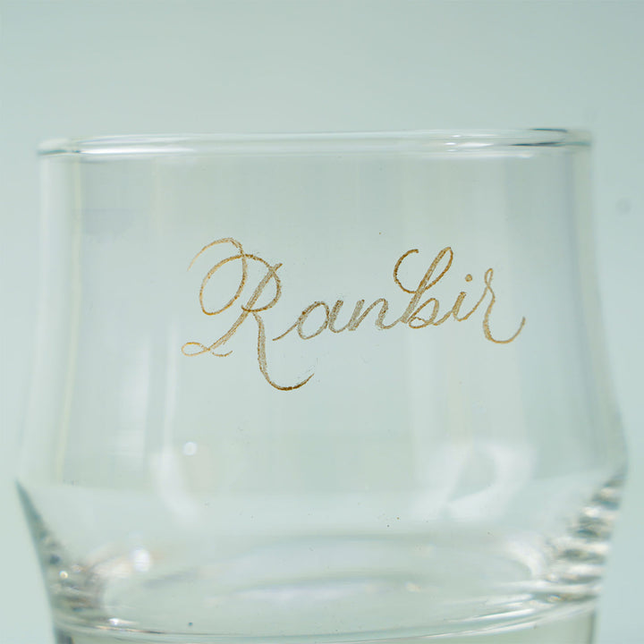 Personalized Ocean Glass with Engraved Calligraphy Lettering | Set of 2