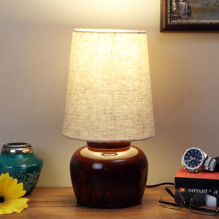 Khadi Cotton & Mango Wood Table Lamp