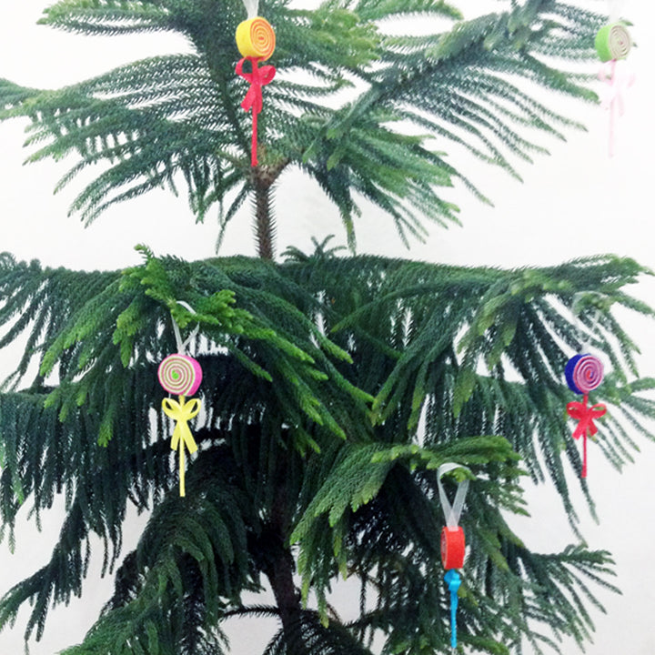 Handmade 3D Colourful Lollipop Felt Ornaments For Christmas Tree Decoration | Set Of 6