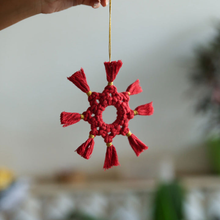 Handmade Xmas Macrame Ornaments For Christmas Tree Decoration | Set Of 7