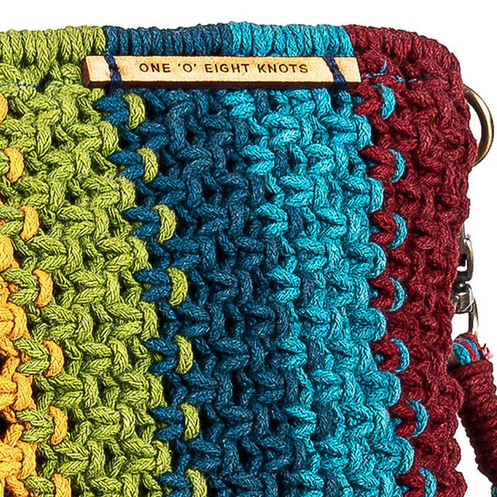 Hand-Knotted Macrame Multicolor Gardenia Striped Sling Bag