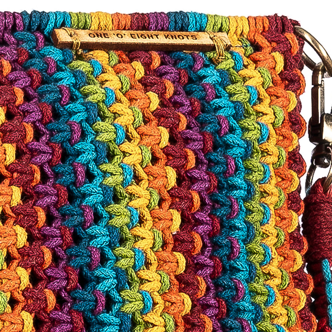 Hand-Knotted Macrame Multicolor Gardenia Blended Sling Bag