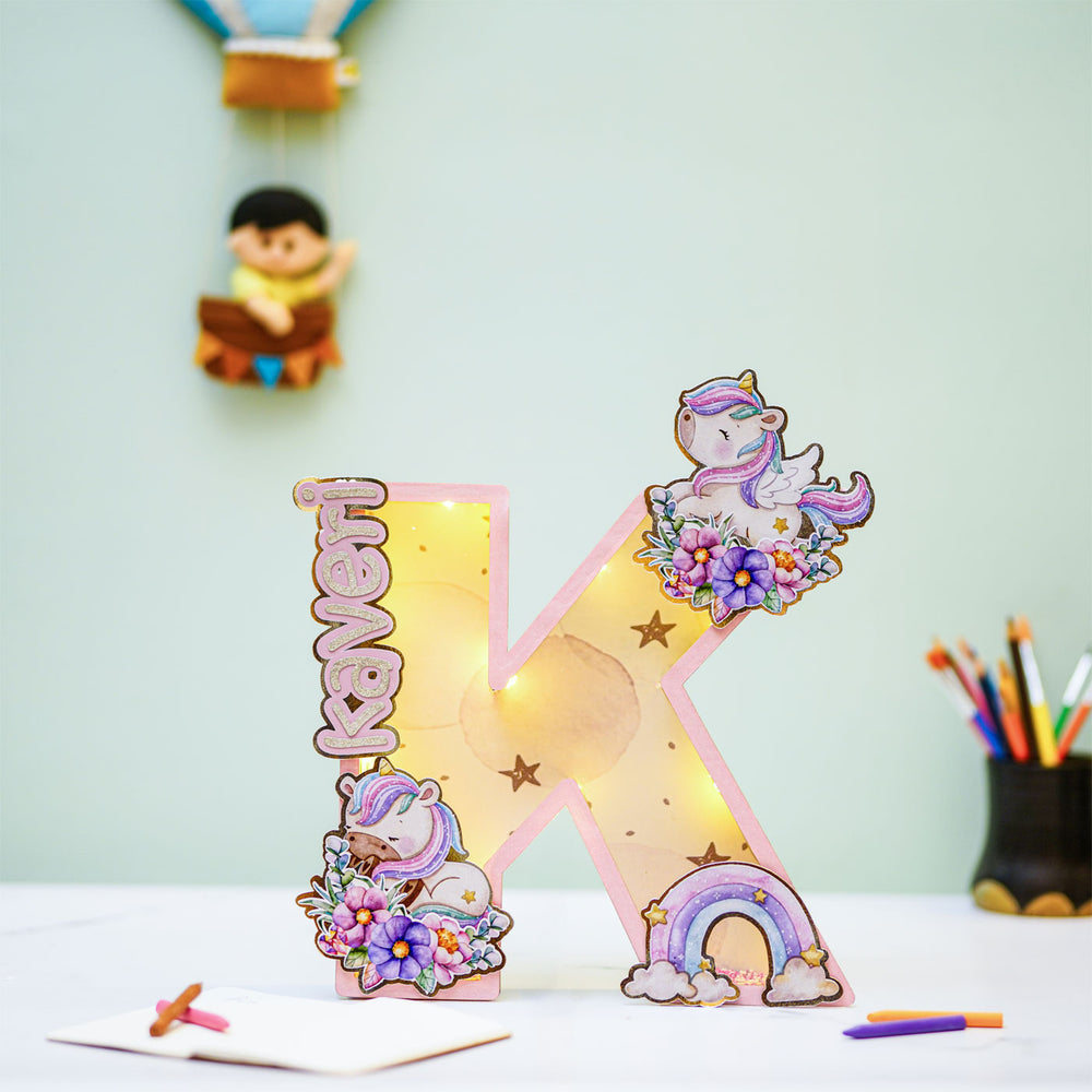 Personalized Kids 3D Monogram Name Plate With Lights - Front View with Name Personalization