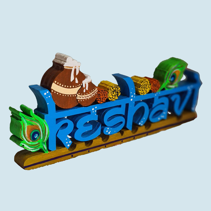 Handcrafted Personalized Beach Themed 3D Name Block For Kids 1 - Angled View Showing Decorative Elements