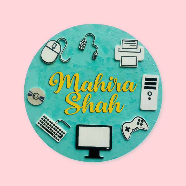 Personalized Kids Fav Subject Mdf Nameplate For Schools Playrooms 5 - Top View with Name Personalization