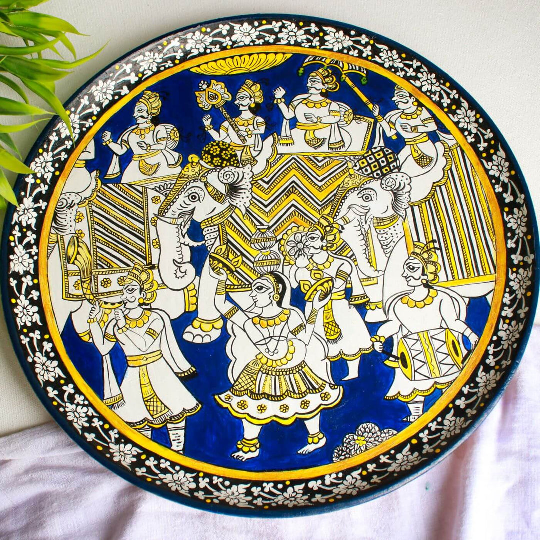 Handpainted Wooden Wall Plate With Rajasthani Artwork