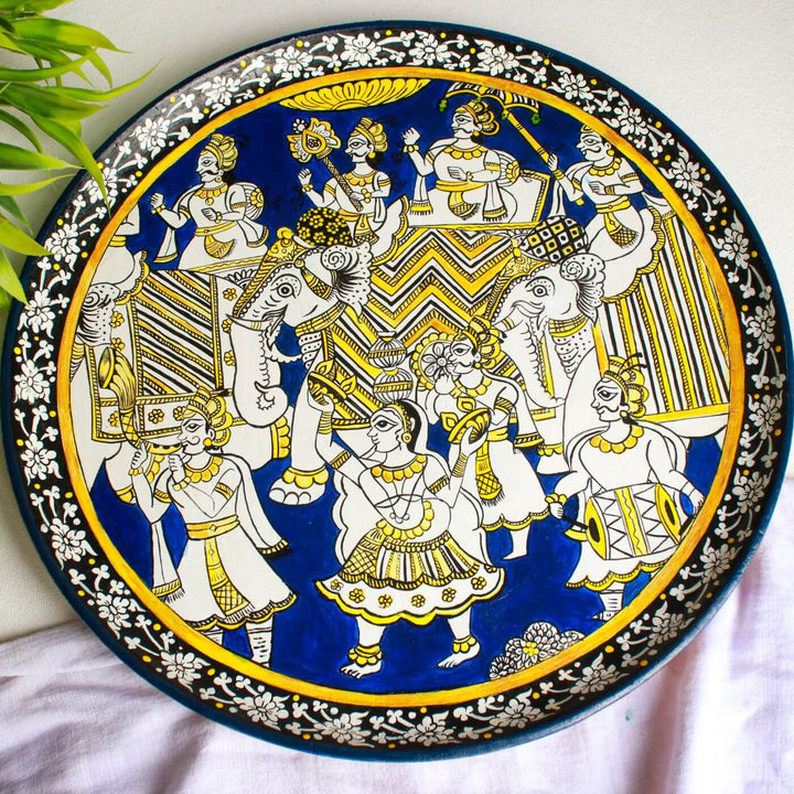 Handpainted Wooden Wall Plate With Rajasthani Artwork