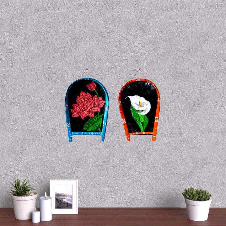 Handpainted Lotus Floral Art Bamboo Wall Decor