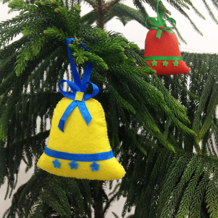 Handmade 3D Colourful Bell Felt Ornaments For Christmas Tree Decoration | Set Of 4