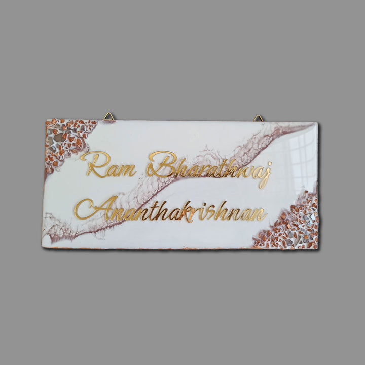 Handcrafted Mdf Resin Personalized Name Plate 1 - Front View Hanging Hardware Visible