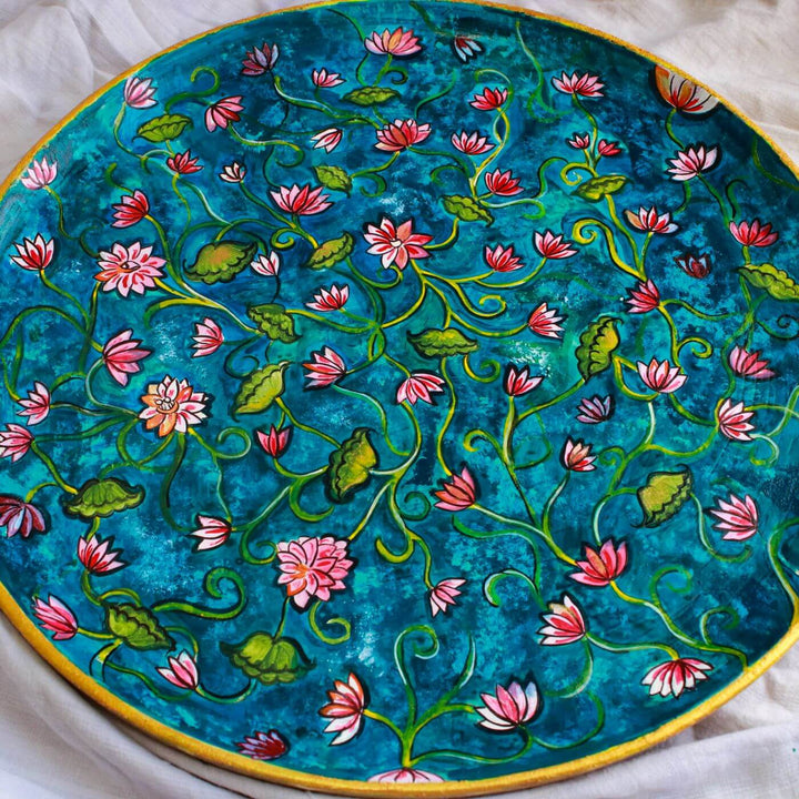Handpainted Wooden Wall Plate With Rajasthani Artwork