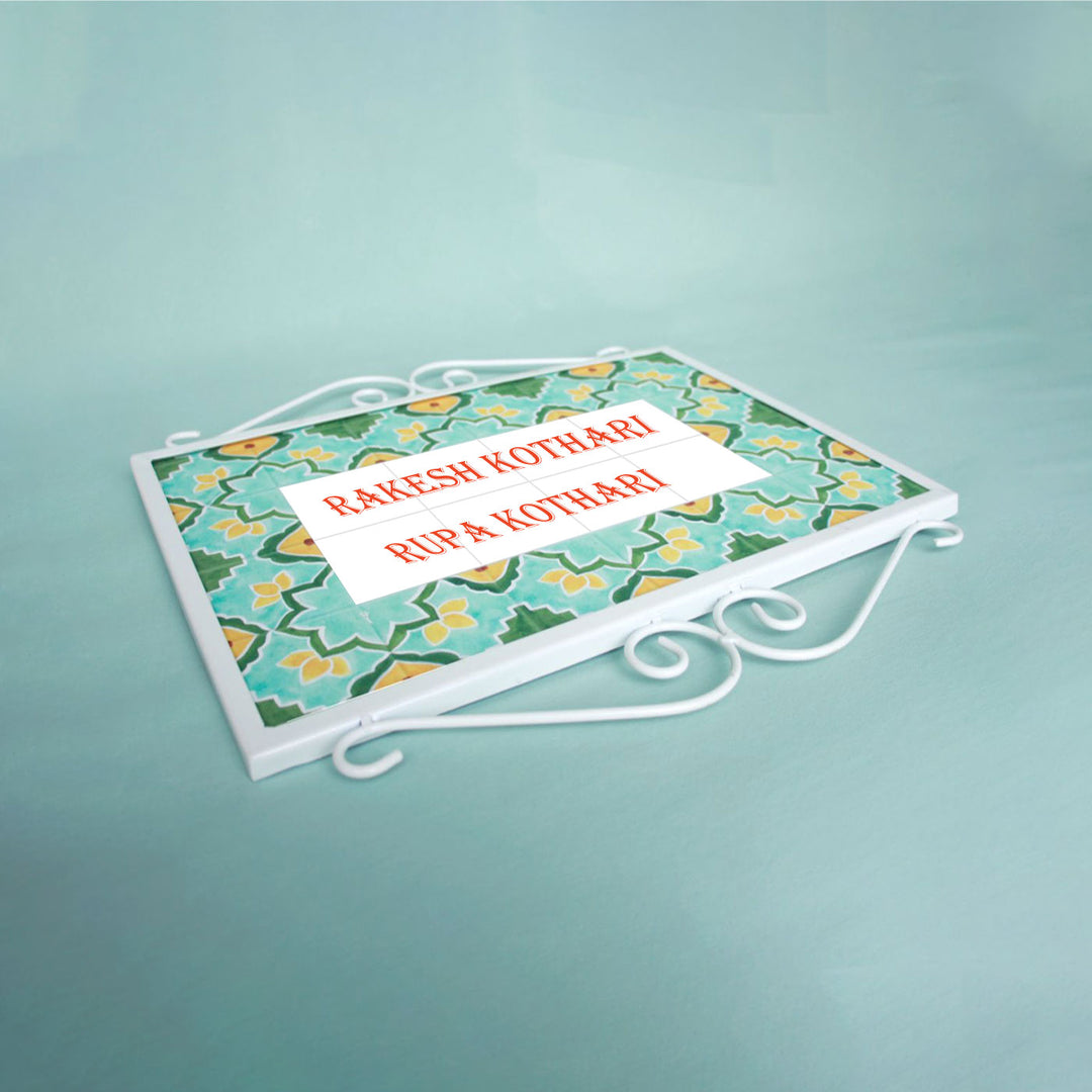 Handpainted Metal Frame Mosaic Style Nameplate 5 - Side View Showing Frame Details